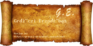 Gréczi Erzsébet névjegykártya
